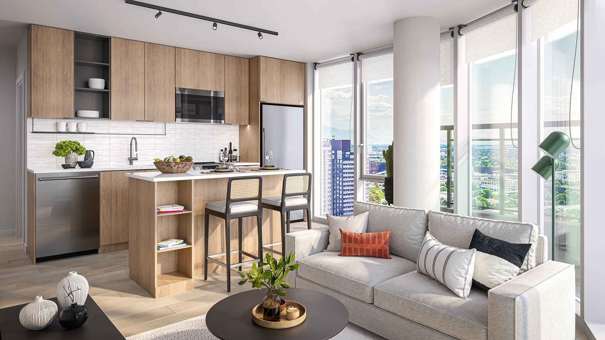 Relevé 2 Bedroom Suite Living and Kitchen