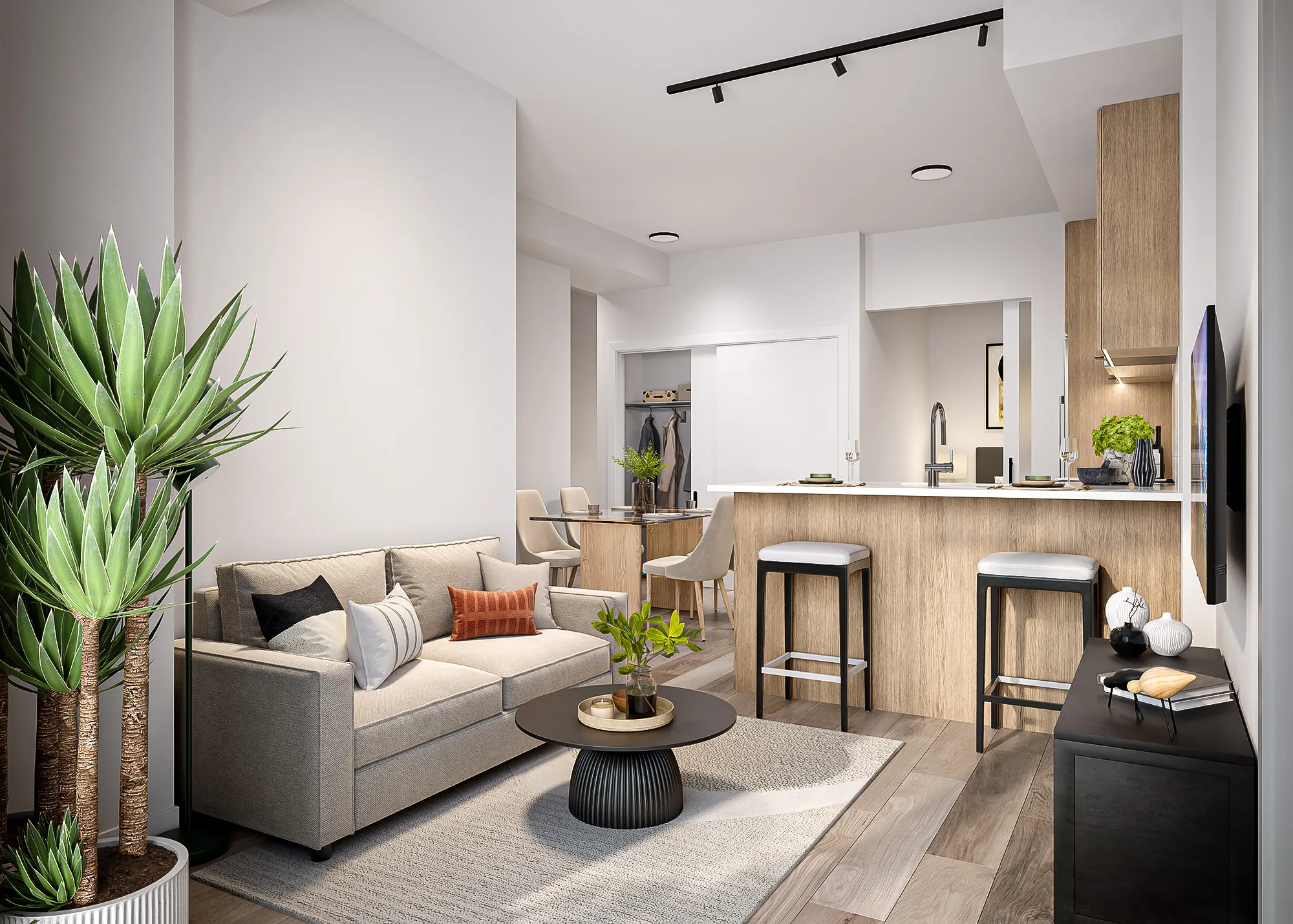 Relevé 3 Bedroom Suite Living and Kitchen