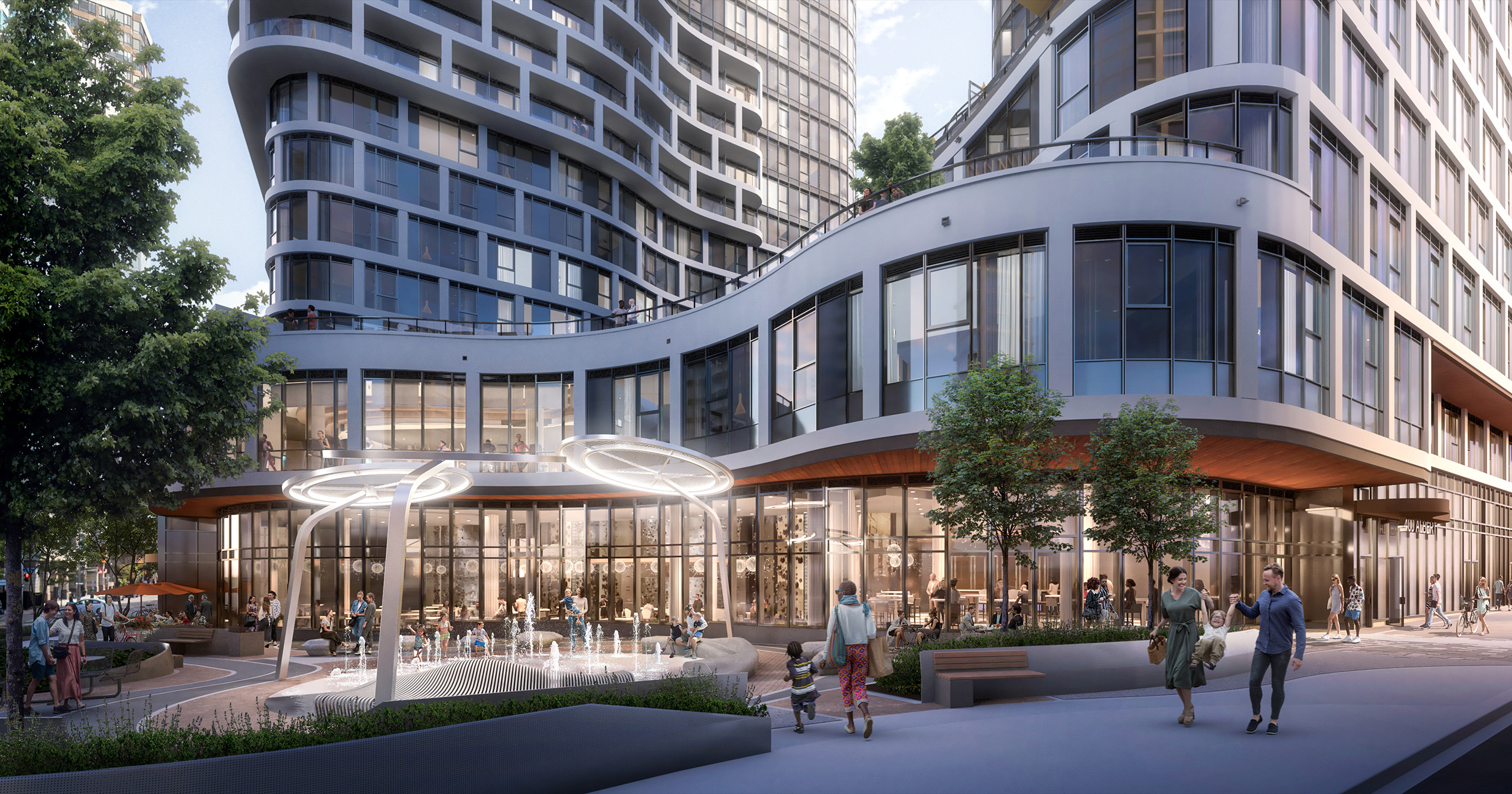 New apartment complex in Ottawa, prominently showcasing the Relevé Main Entrance.